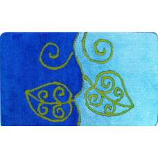 Коврик для ванной, "ЛИСТЬЯ" 80х50, цвет голубой