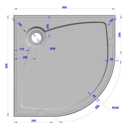Душевой поддон 90x90x4 см R-терракот