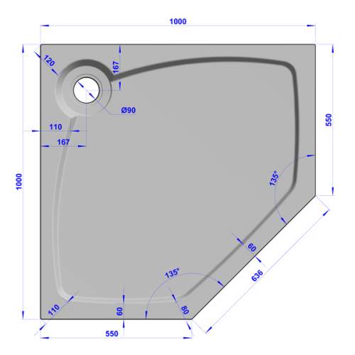 Душевой поддон 100x100x2 см P-терракот