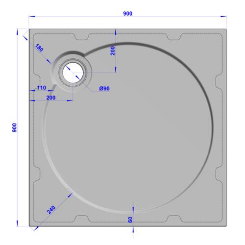 Душевой поддон 90x90x4 см Q-черный