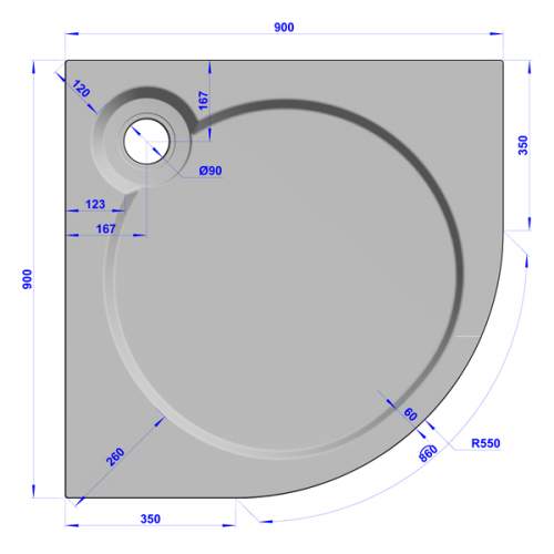 Душевой поддон 90x90x16 см R-черный