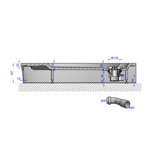 Душевой поддон 90x90x16 см R-черный